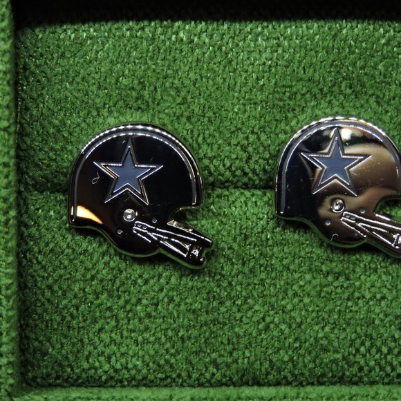 Dallas Cowboys Retro Helmet Silver Tone Cuff Links - Picture 5 of 7